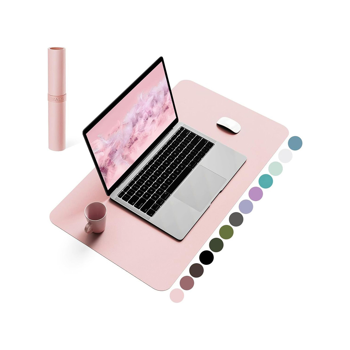 Non-Slip Leather Desk Pad, Waterproof Laptop Computer Desk Keyboard Mat, Large Mouse Pad for Office/Work/Home/Decor(Pink, 23.6" x 13.7")