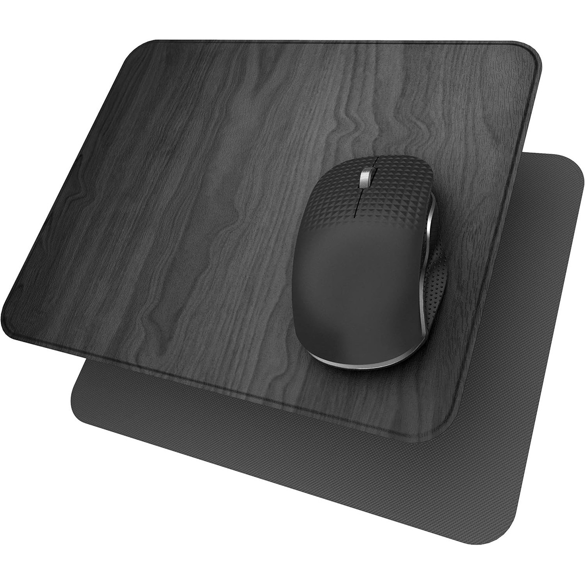 Hard Mouse Pad,Ultra Thin Wood-Textured PU Leather Mouse Mat,Waterproof Non-Slip Rubber Base Mousepad for Office/Home/Gaming (Grey)